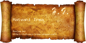 Hatvani Irma névjegykártya