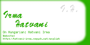 irma hatvani business card